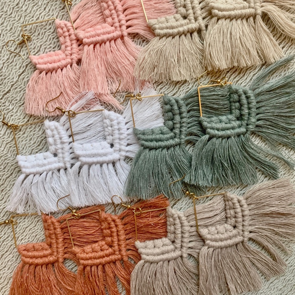 Handmade Macrame Fringe Earrings